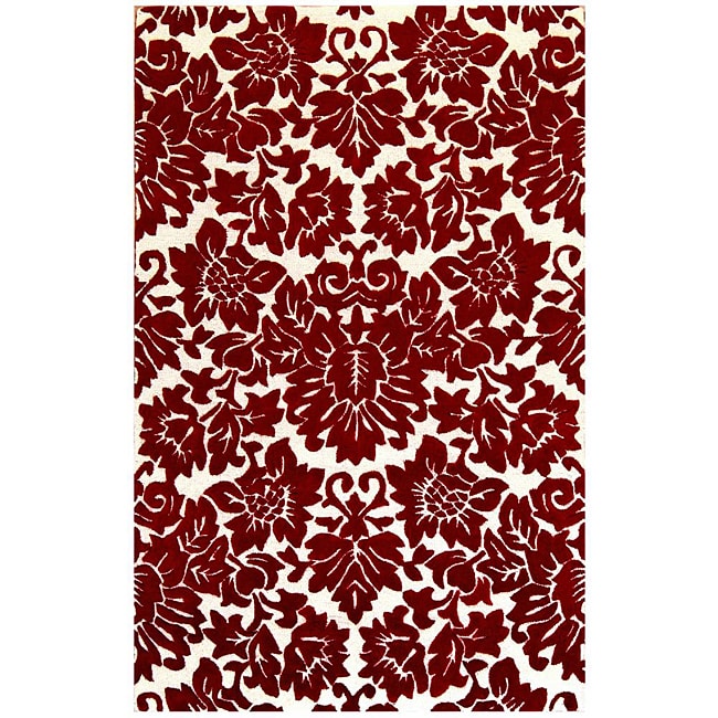 Hand tufted Fenway Red Wool Rug (5 X 8)