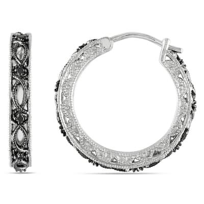 Miadora Sterling Silver 1/10ct TDW Black Diamond Earrings