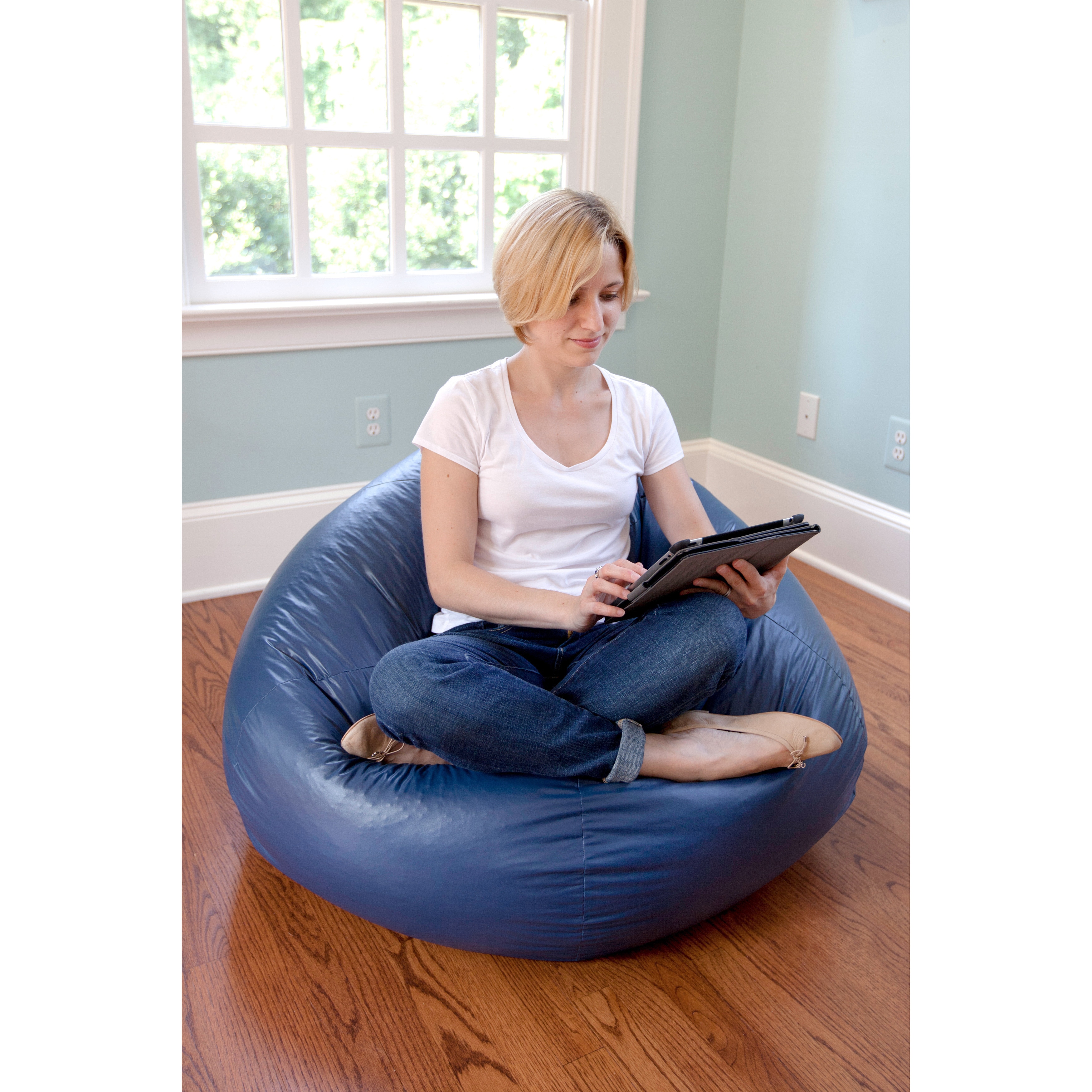 Buy Luxe Decora Classic Round Faux Leather Bean Bag with