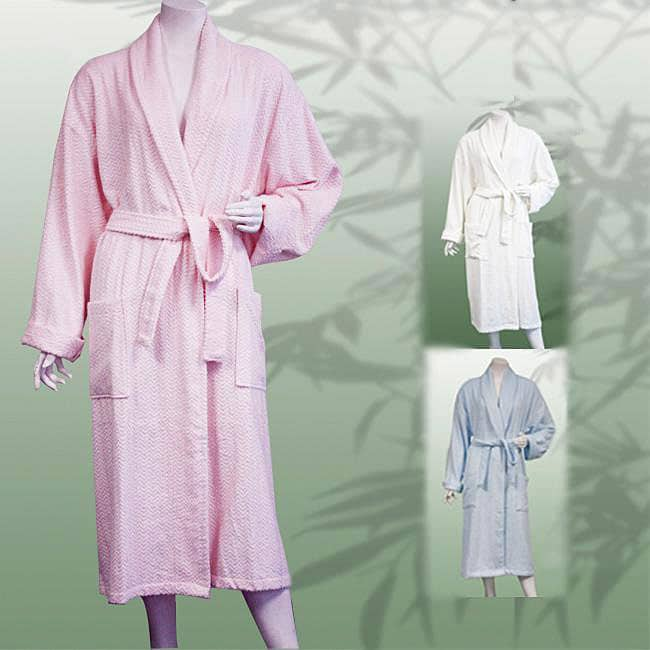 Leisureland Women's 47-inch Jacquard Bath Robe - White