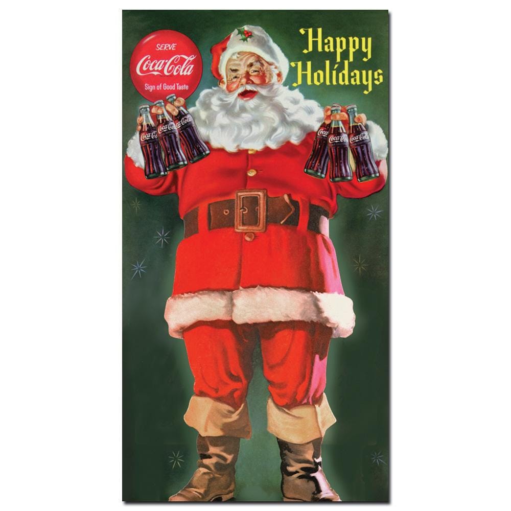 Shop Coke Santa Holding A Six Pack Of Coca Cola Canvas Wall Art Overstock 5550644