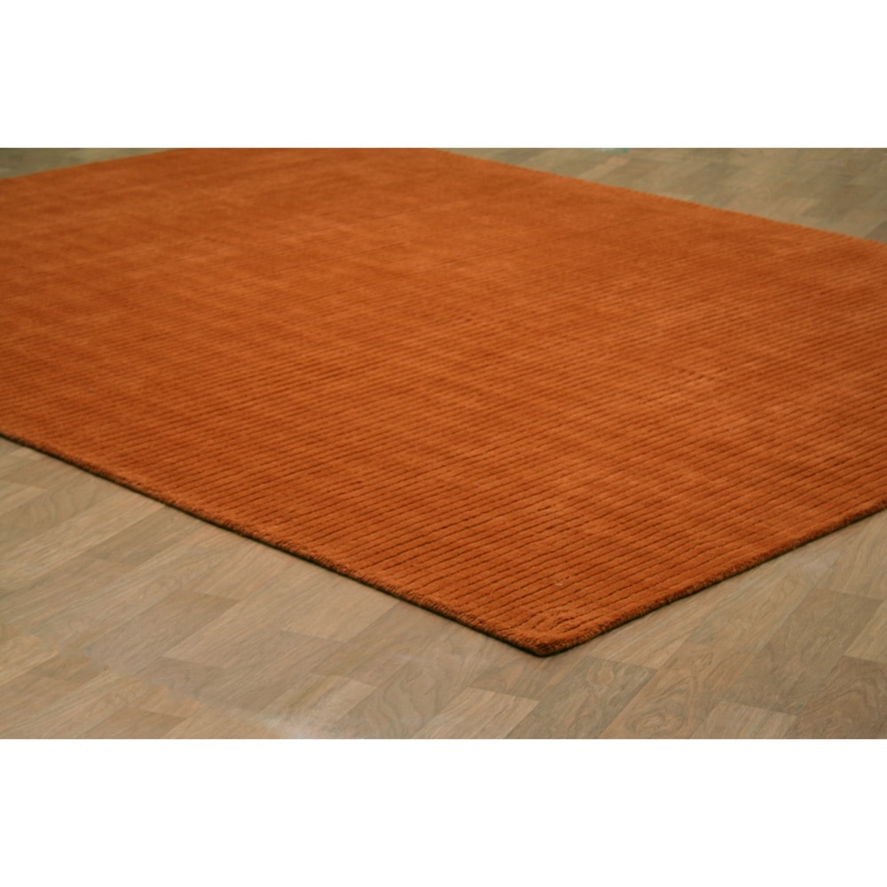 Hand tufted Pulse Orange Wool Rug (8 X 10)