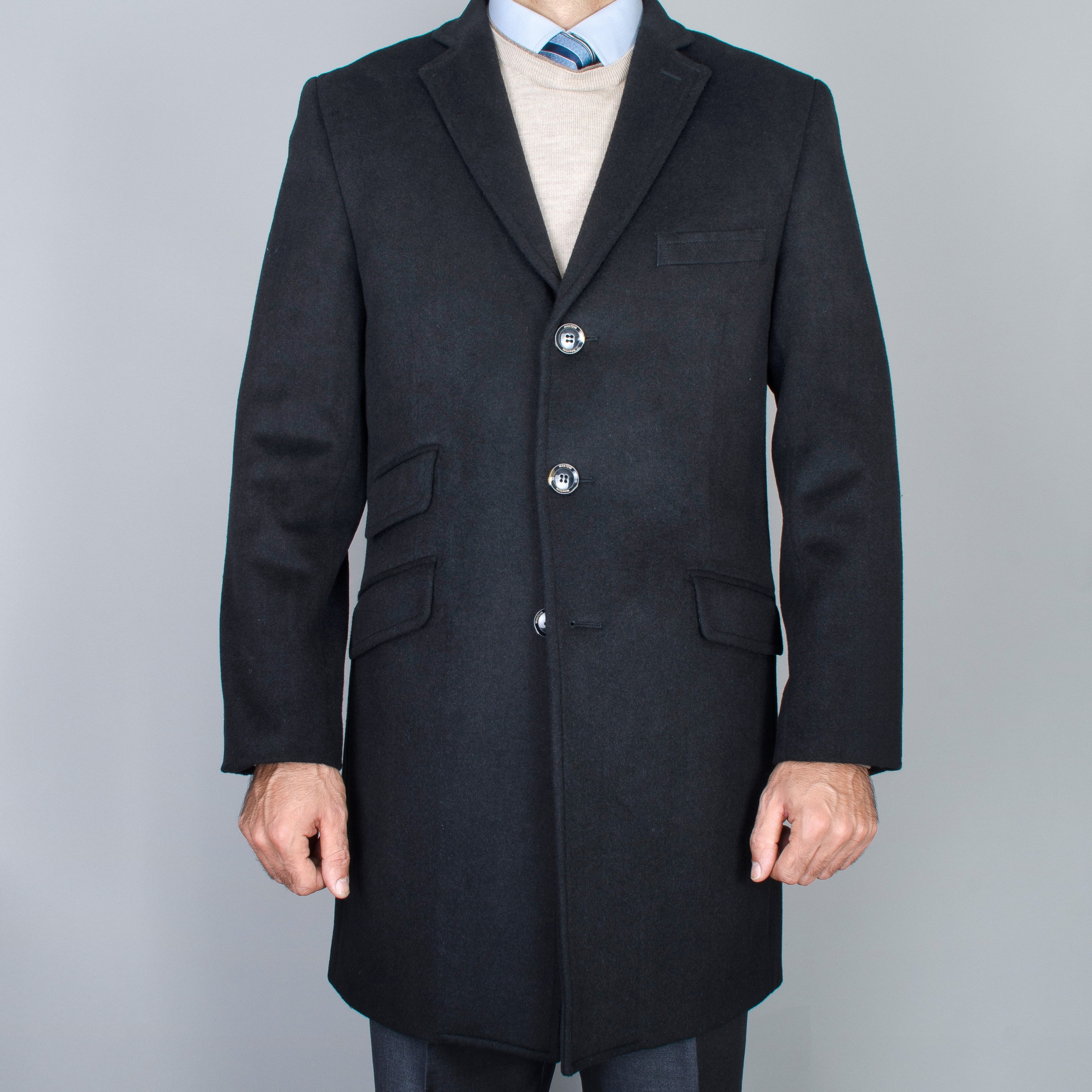 Shop Men's Black Wool Carcoat - On Sale - Free Shipping Today ...