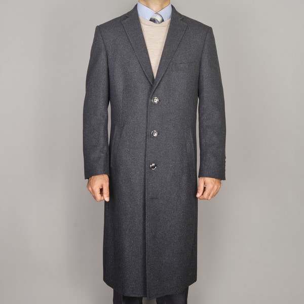 Shop Men's Charcoal Wool Overcoat - Free Shipping Today - Overstock.com - 5552901