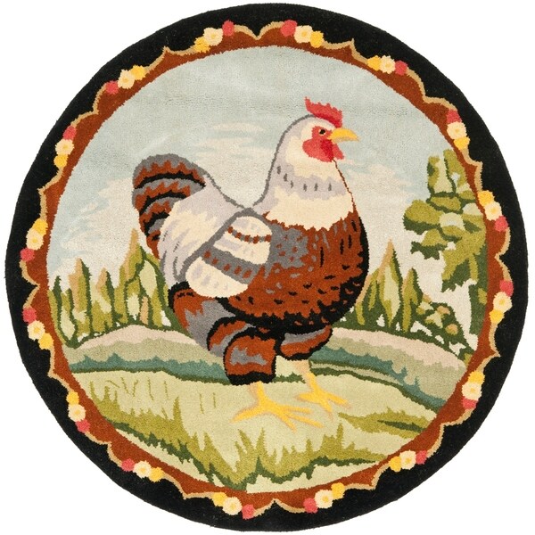 Safavieh Handmade Novelty Chicken Multi Wool Rug - 3' x 3' Round