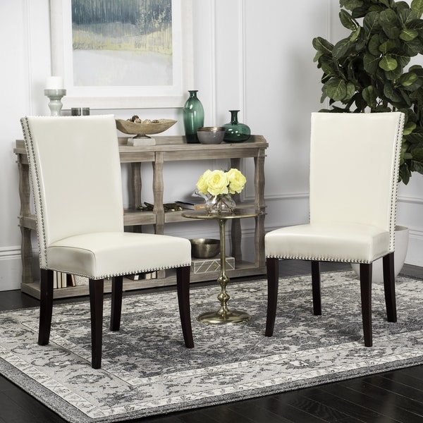 Shop Safavieh En Vogue Dining Metro Leather Cream Dining Chairs (Set of