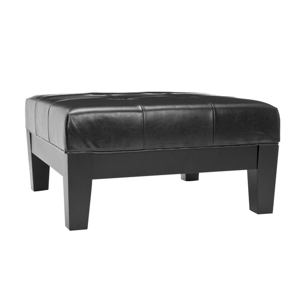 Safavieh Supreme Square Storage Black Leather Ottoman