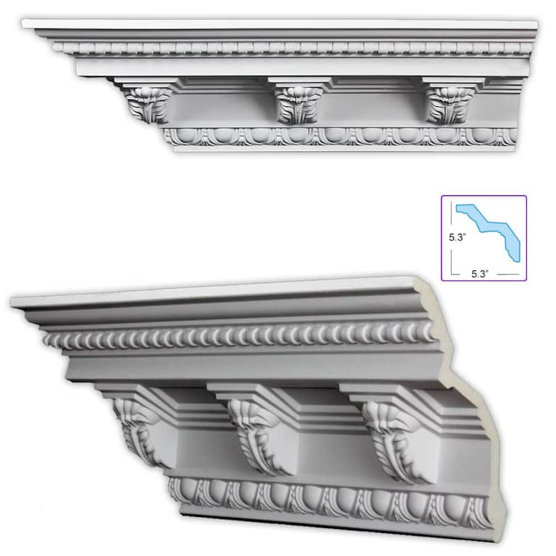 Baroque-style 7.5-inch Crown Molding (8 pieces)