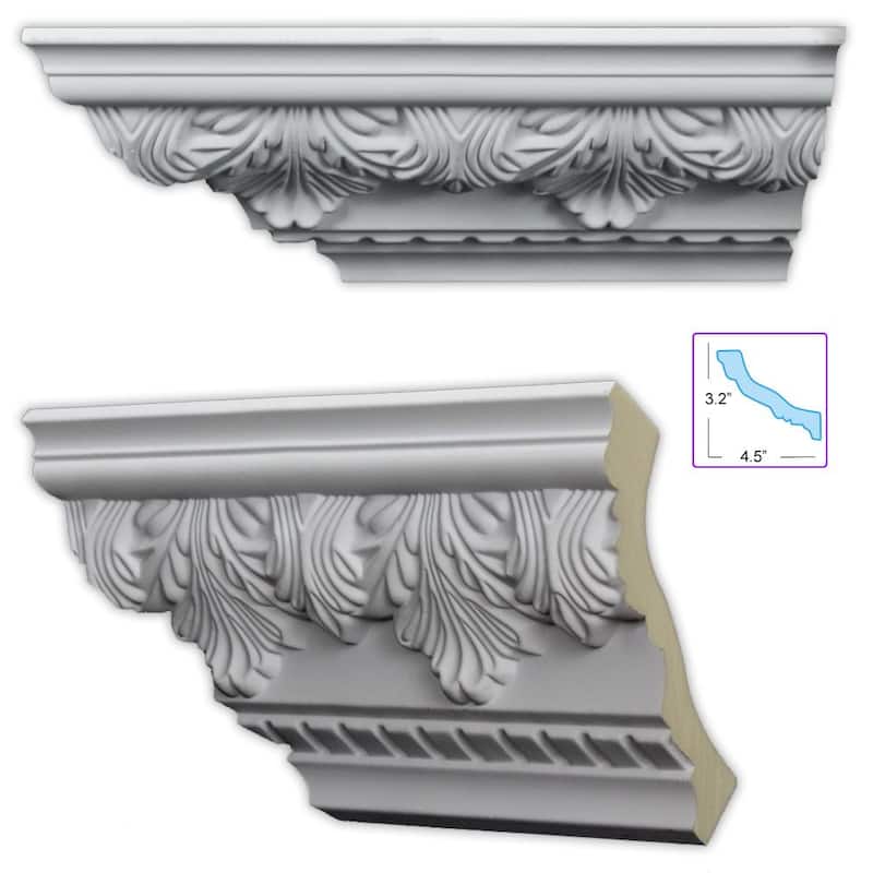 Acanthus and Dentil 5.5-inch Crown Molding (8 pieces)