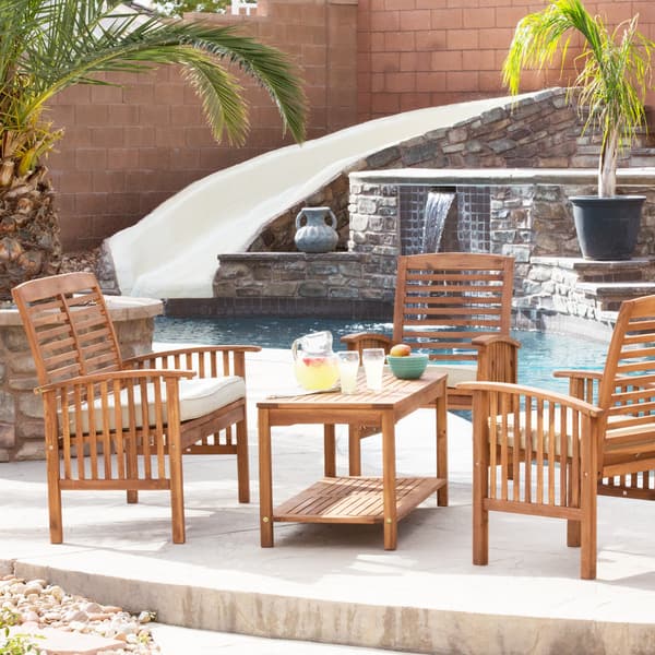 Shop Black Friday Deals On Surfside Acacia Wood 4 Piece Patio Set By Havenside Home Overstock 20881552