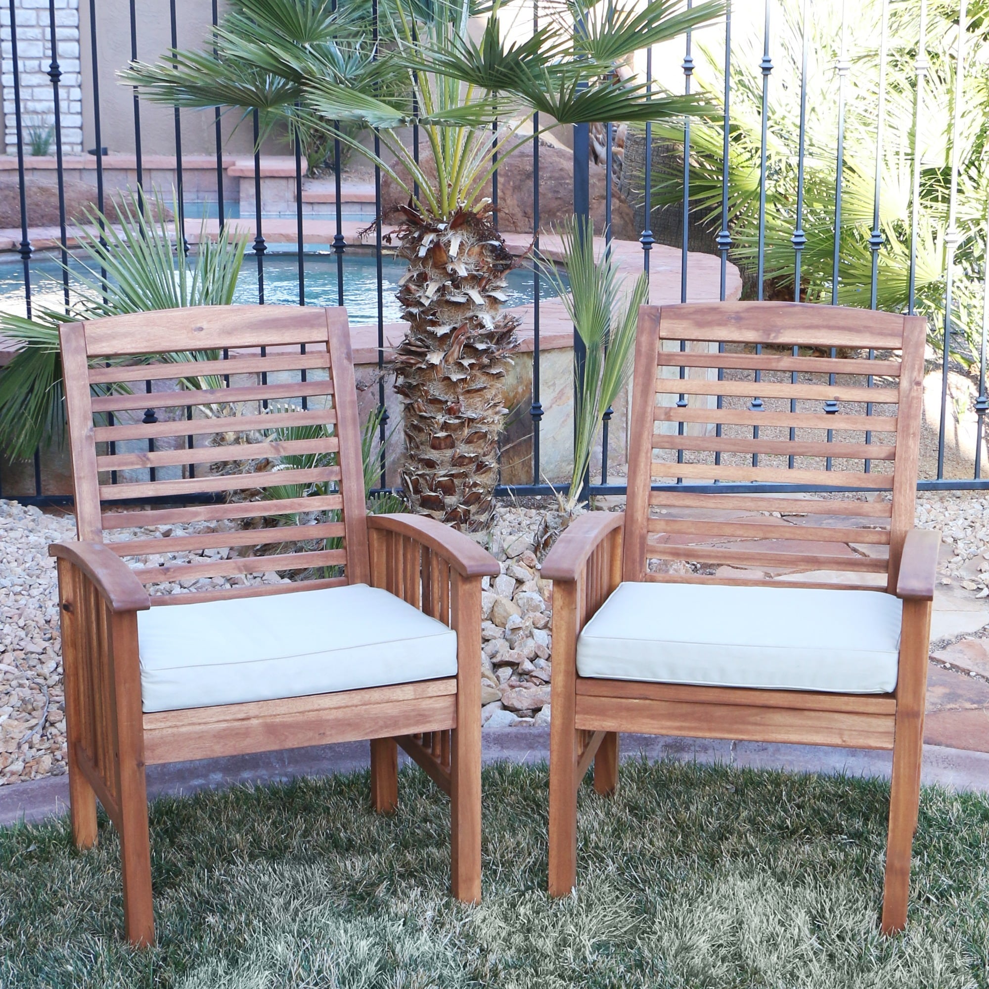 Shop Acacia Wood Patio Chairs Set of 2 - Free Shipping 