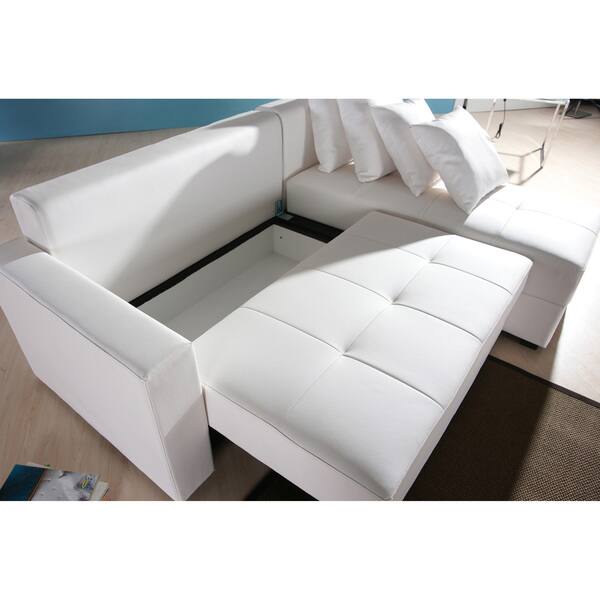 Shop San Jose White Convertible Sectional Storage Sofa Bed Shop San Jose White Convertible Sectional Storage Sofa Bed