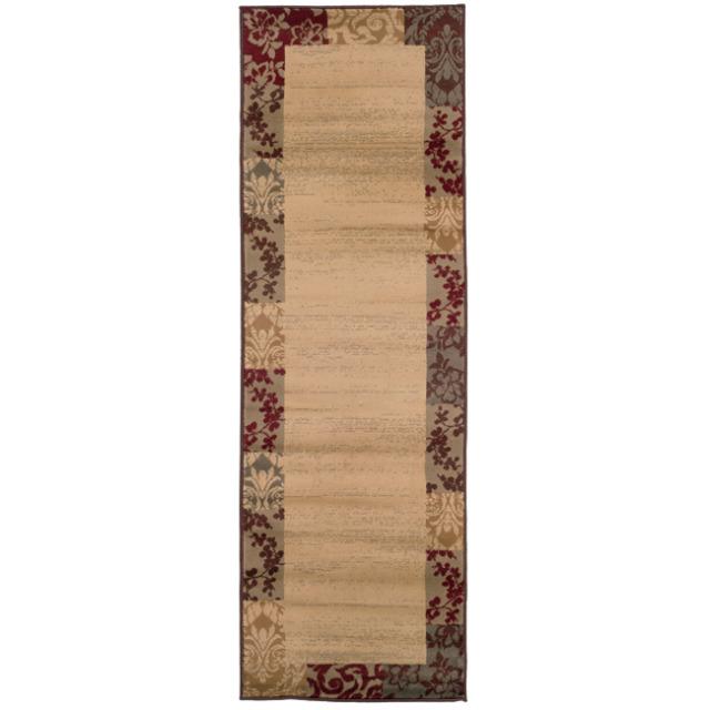 Indoor Beige Border Runner Rug (26 X 79)