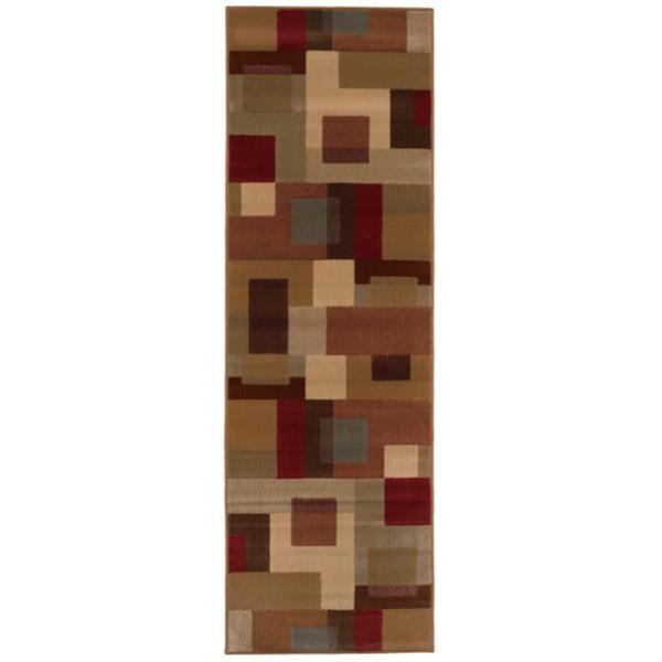 Patchwork Block Brown and Deep Red Area Rug Free Shipping Today