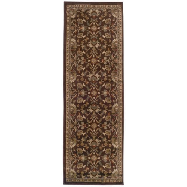 Indoor Brown Floral Rug (26 X 79)