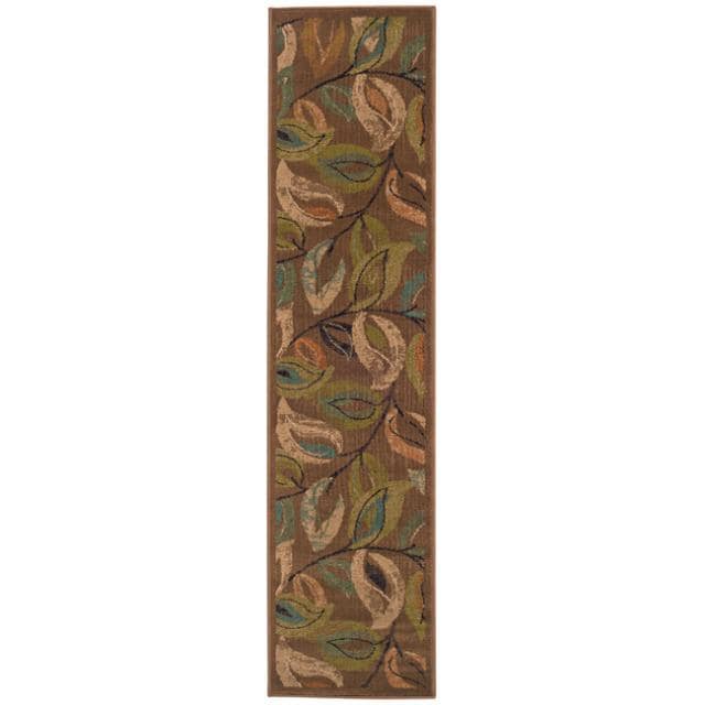 Indoor Brown Abstract Runner Rug (110 X 76)