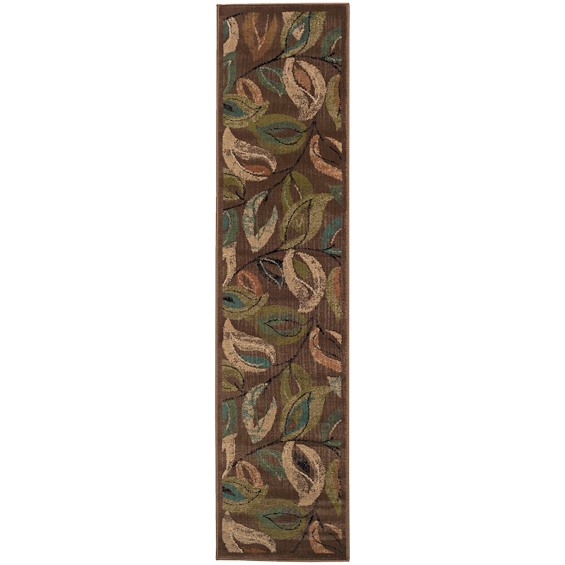 Style Haven Everleigh Layered Leaves Area Rug - 1'10" x 7'6" Runner