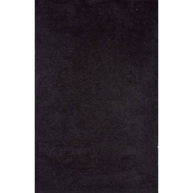 Handmade Black Wool Shag Rug - 5' x 8'