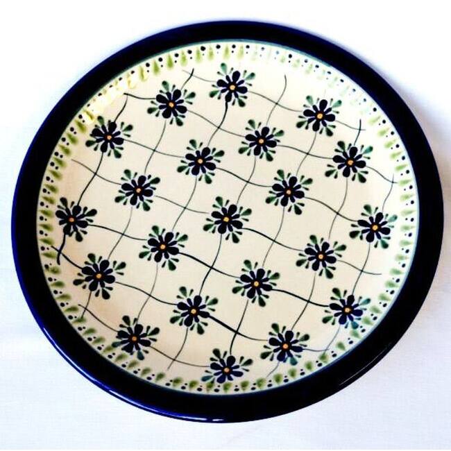 Handmade Ceramic Stoneware Checkered 10.75-inch Dinner Plate (Poland)