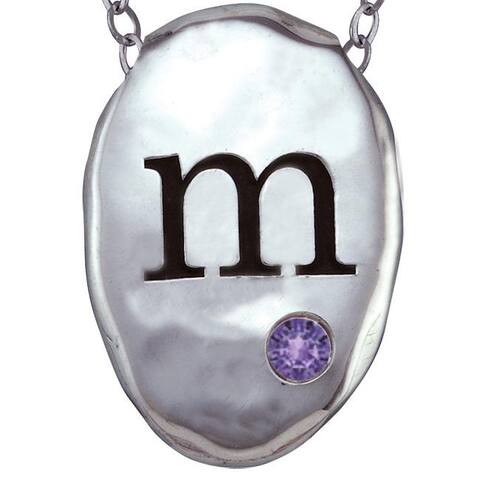 Chroma Sterling Silver Created Amethyst Birthstone Initial Necklace Made with SWAROVSKI GEMS