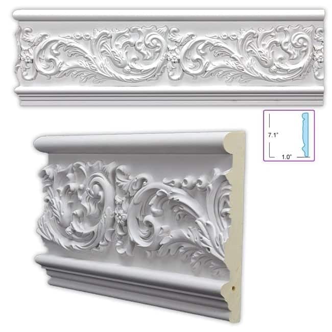 Leafy Scroll 7.125-inch Frieze/ Chair Rail (8 pieces)