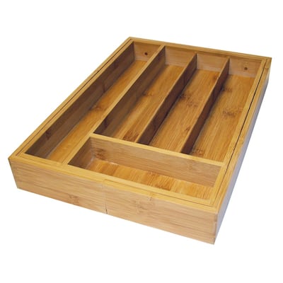 Le Chef Expandable Bamboo Utensil Organization Tray - Brown