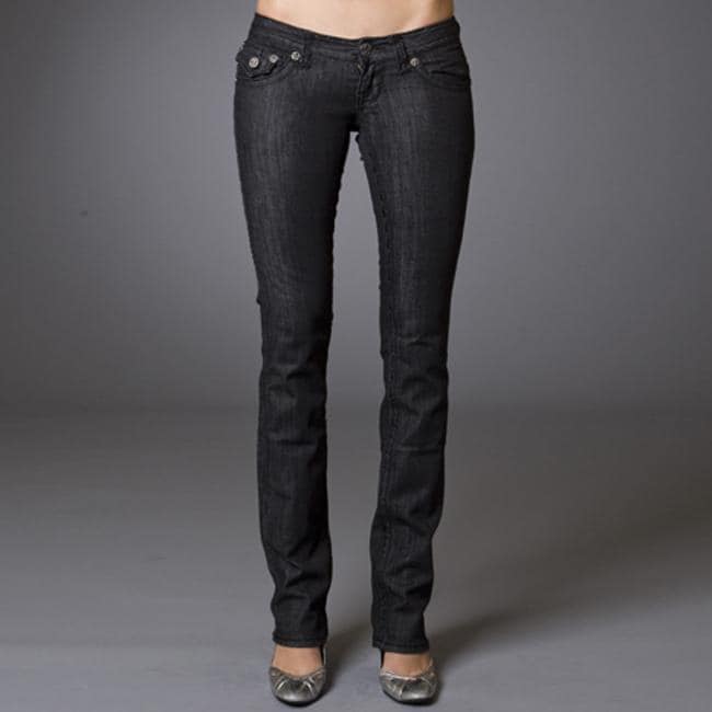 Women's 'The Wedge' Black Straight Leg Jeans - 13334178 - Overstock.com ...