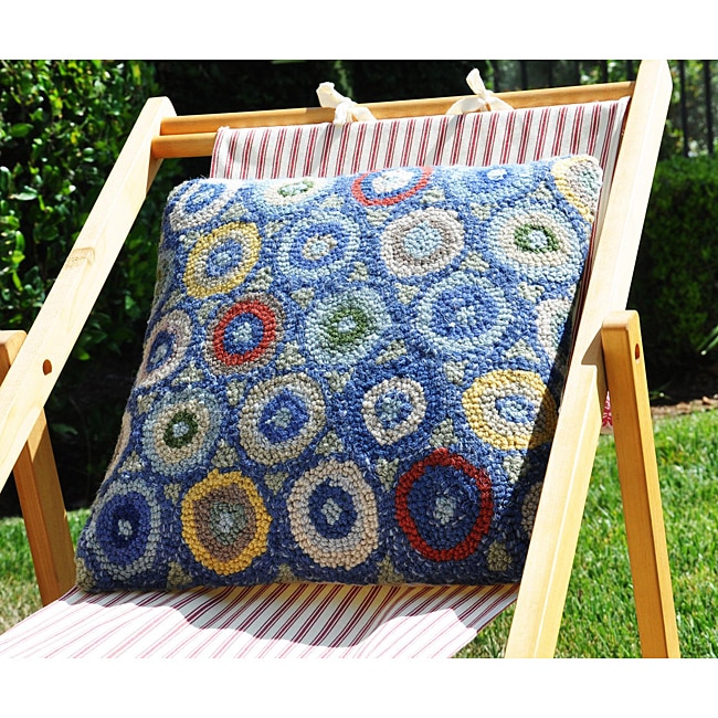 Shop Blue Coin Hooked Wool Pillow Free Shipping On Orders Over 45