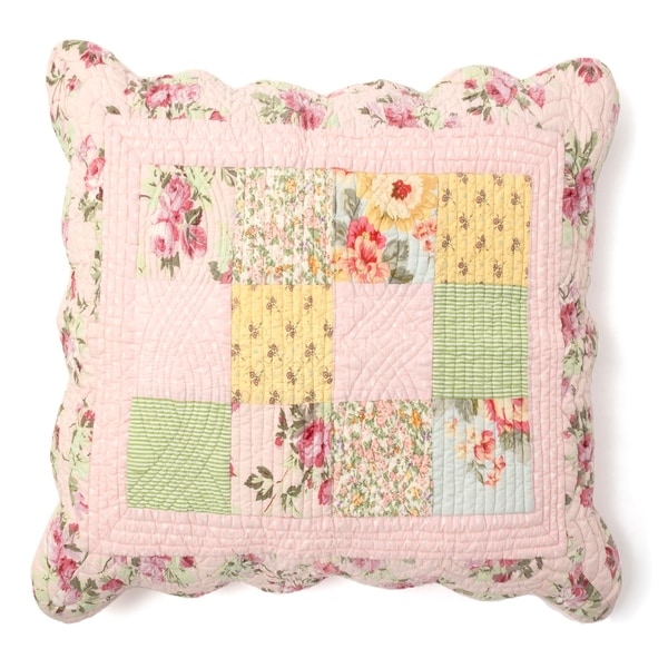 Cottage Home Sanderson Cotton Patchwork 17 Inch Throw Pillow Bed