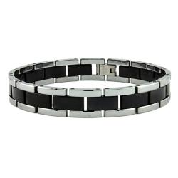 Tungsten Men S Bracelets Online At Our Best Men S Tungsten Carbide Black And Silver Two Tone Bracelet 10