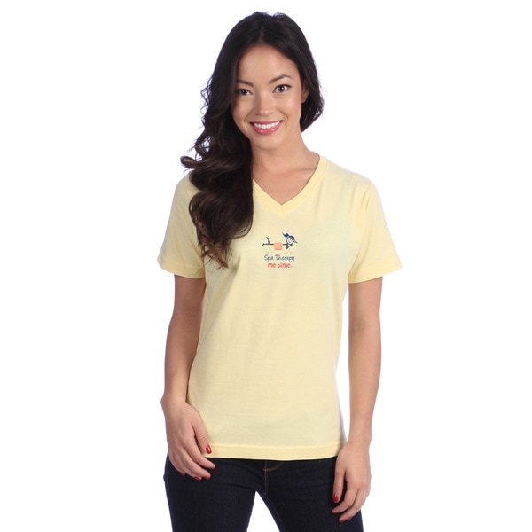 Women's Yellow V neck Tee Tops