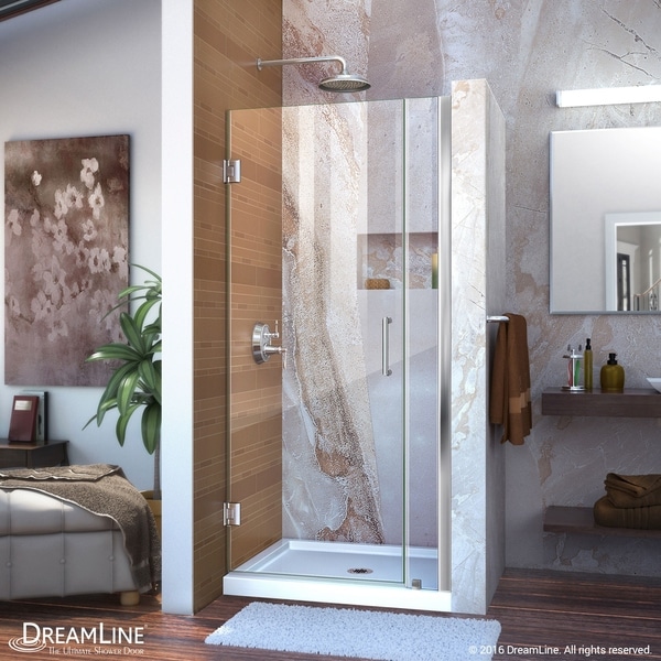 DreamLine Unidoor 30-31 in. W x 72 in. H Frameless Hinged Shower Door, Clear Glass