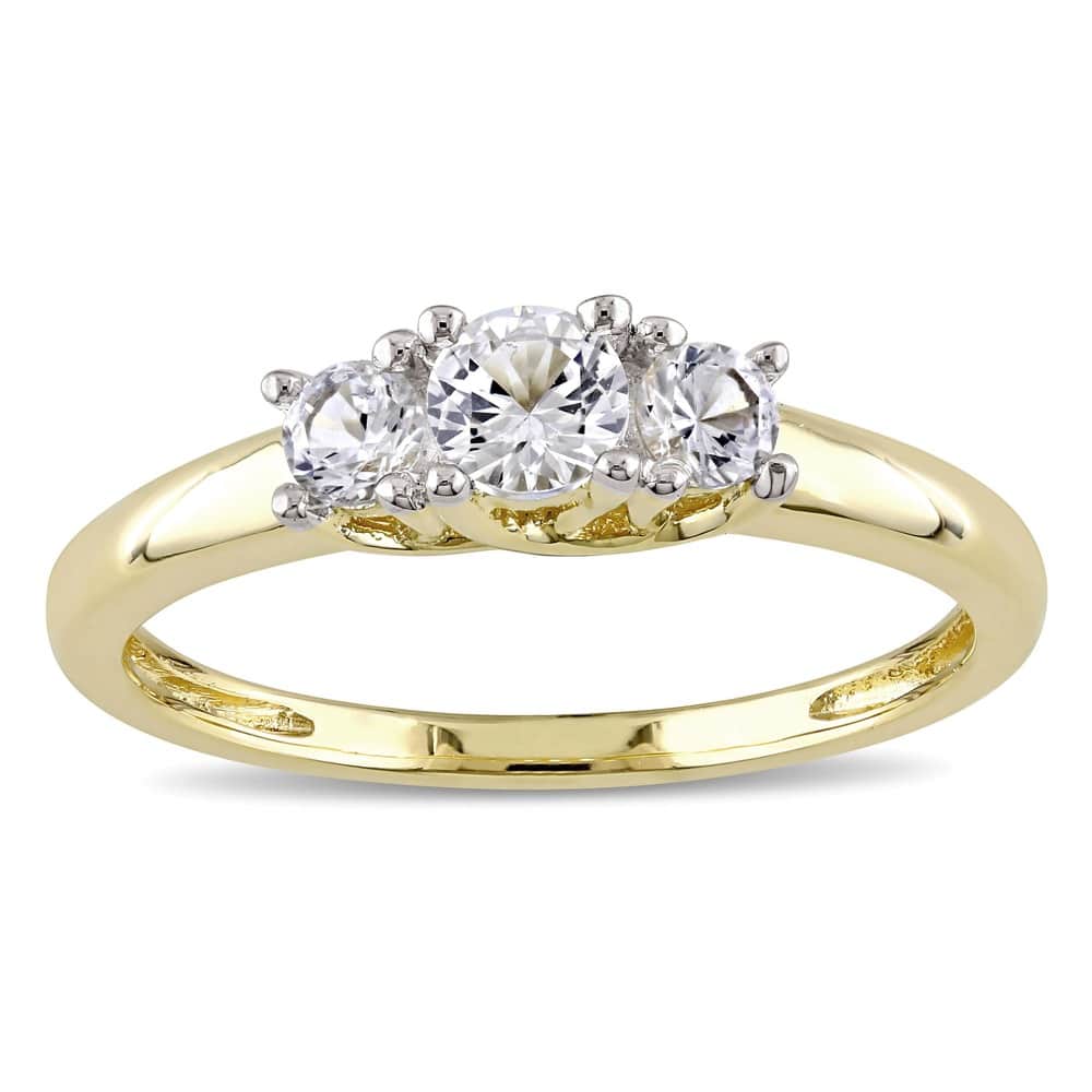 Miadora 10k Yellow Gold Created White Sapphire 3-stone Ring
