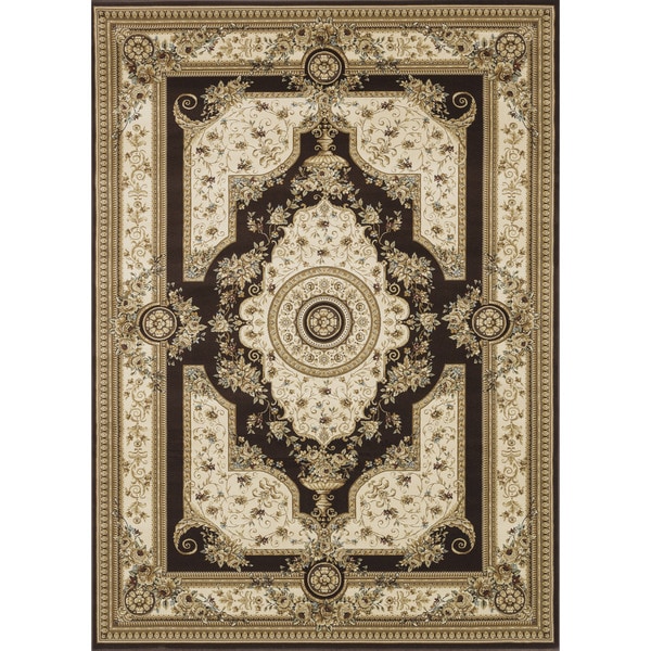 Traditional Primeval Beige Oriental Rug (7'7" x 10'6") Alexander Home 7x9   10x14 Rugs