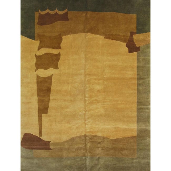 Hand-knotted Gold New Zealand Wool Rug (6' x 9')