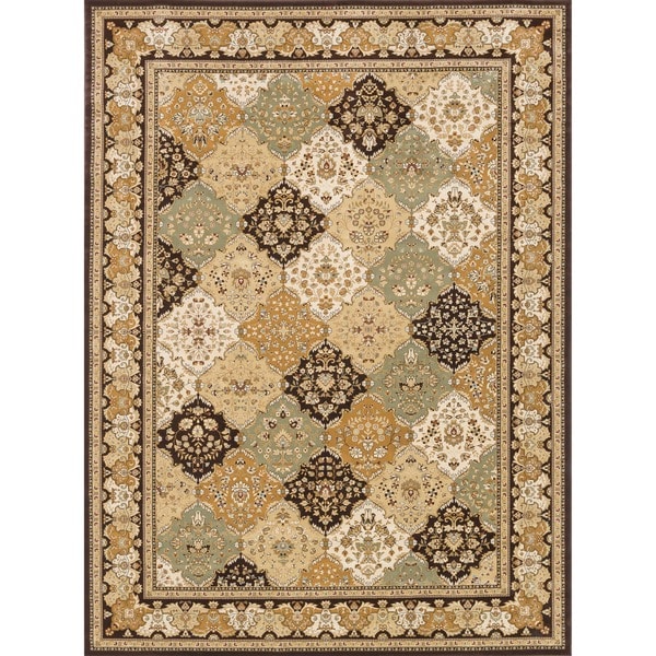 Primeval Multi/ Coffee Oriental Rug (92 x 127)