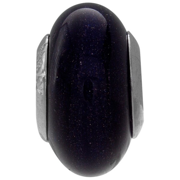 Sterling Silver Aventurina Blue Murano Glass Bead