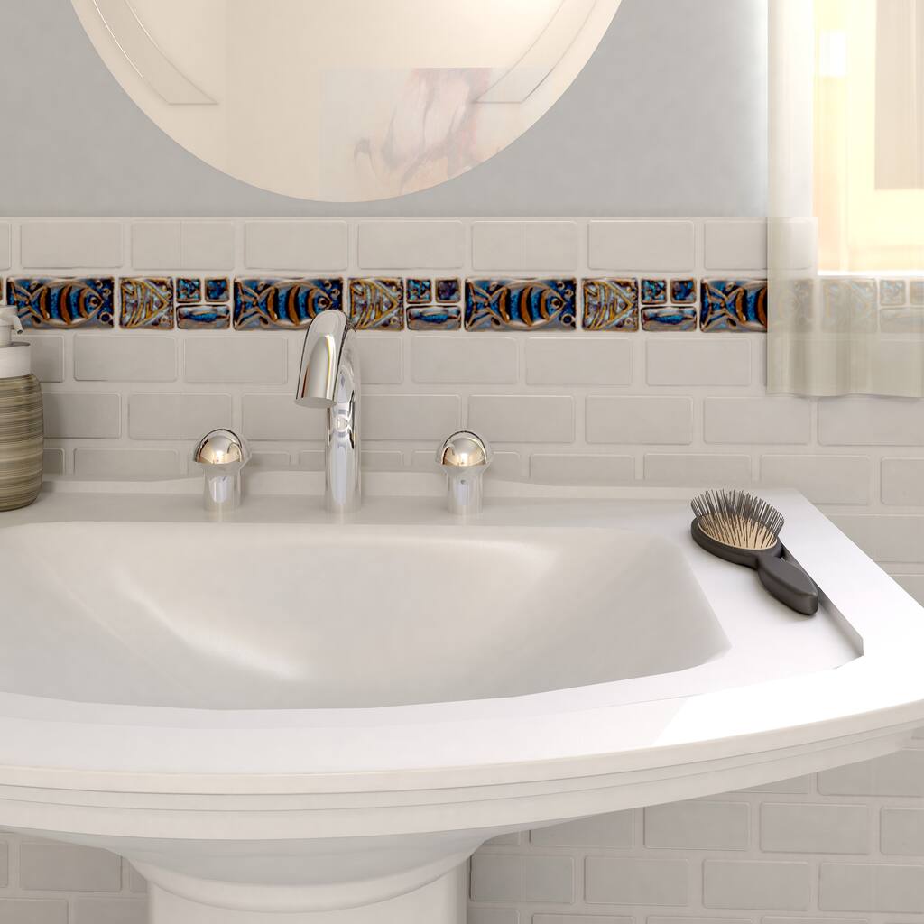 Merola Tile 12x12-in London Subway White Handmade Ceramic Mosaic Tile (Pack of 5)