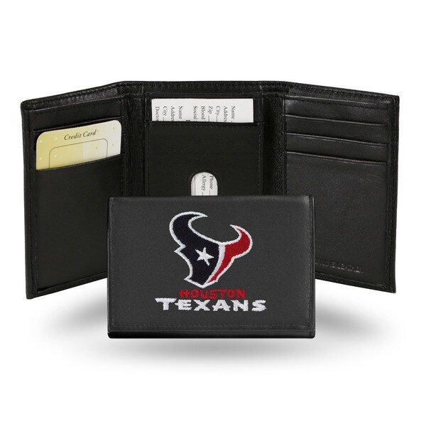 Houston Texans Men's Black Leather Tri-fold Wallet