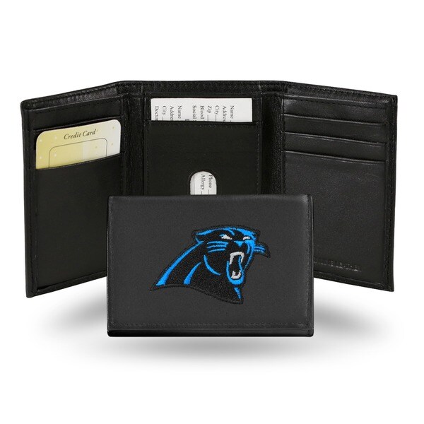 Carolina Panthers Men's Black Leather Tri-fold Wallet