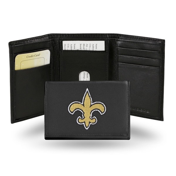 New Orleans Saints Men's Black Leather Tri-fold Wallet