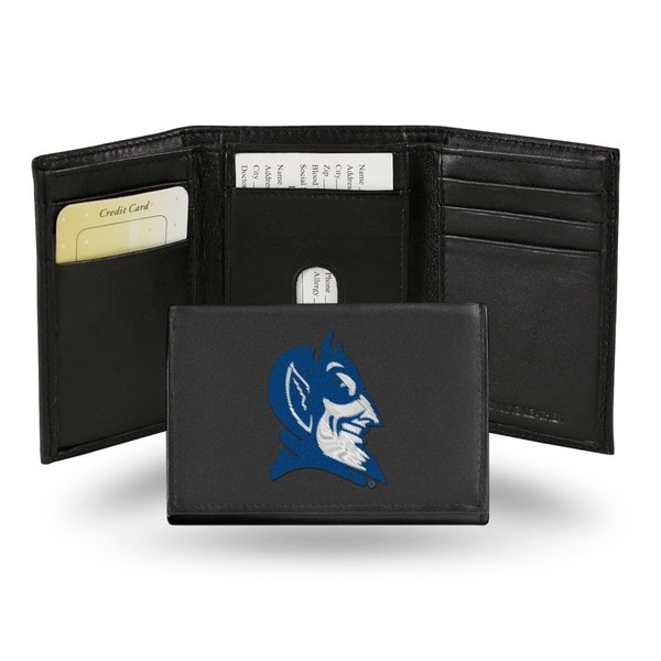 Shop Duke Blue Devils Men's Black Leather Trifold Wallet Free