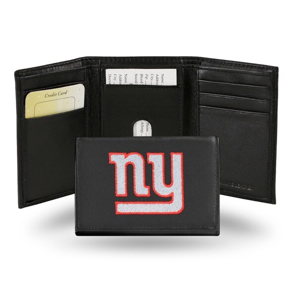 New York Giants Men's Black Leather Tri-fold Wallet