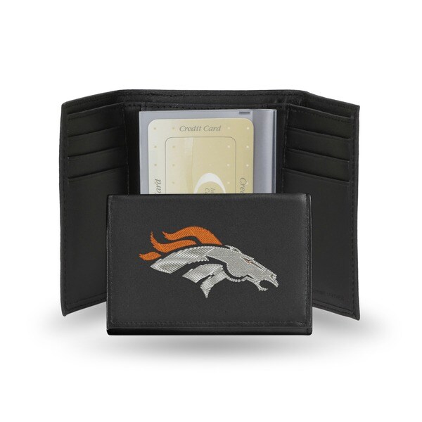 Denver Broncos Men's Black Leather Tri-fold Wallet