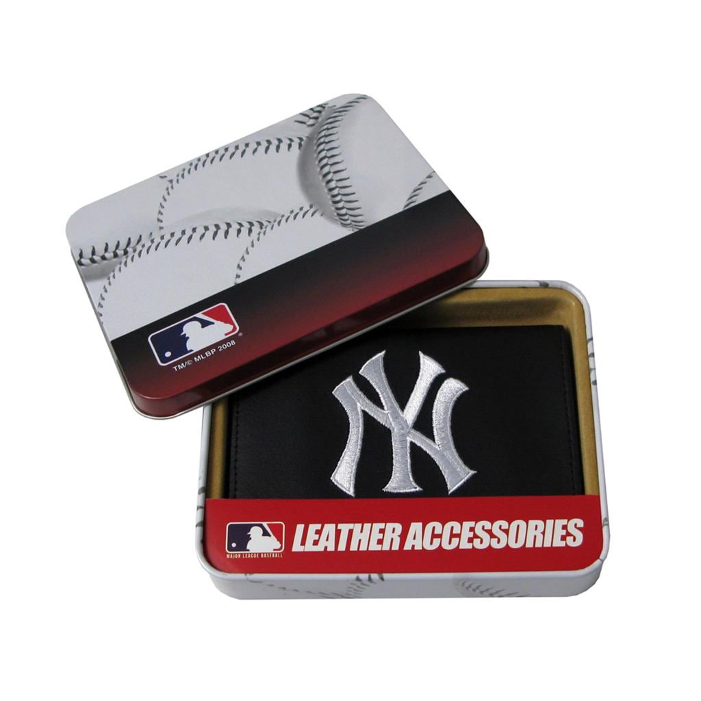 New York Yankees Men's Black Leather Tri-fold Wallet - 13341097 ...