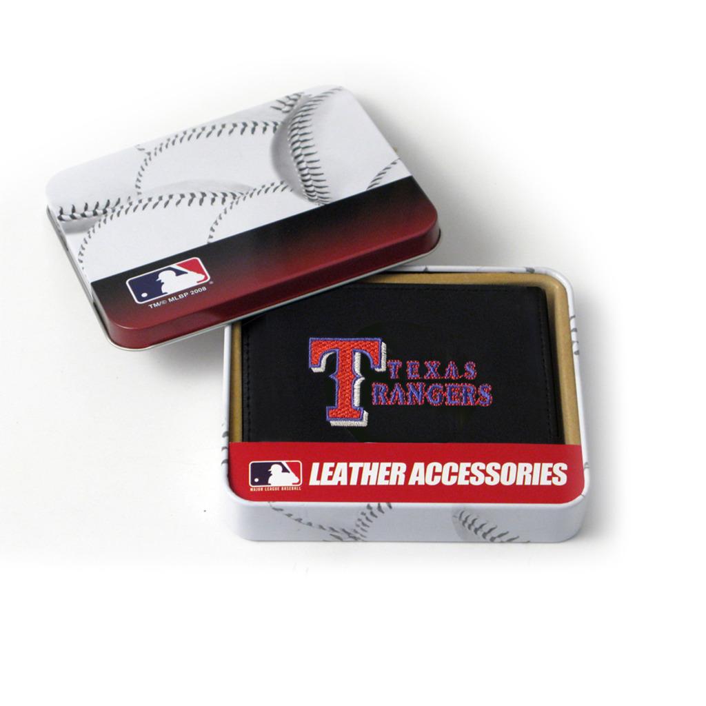Texas Rangers Men's Black Leather Tri-fold Wallet