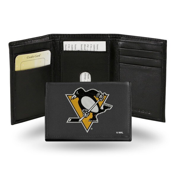 Pittsburgh Penguins Men's Black Leather Tri-fold Wallet