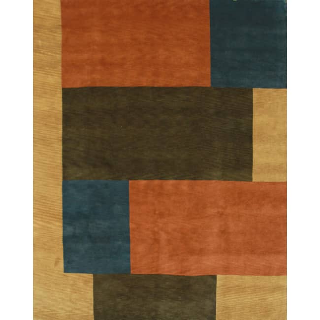 Hand-knotted Semi-worsted Multi New Zealand Wool Rug (6' x 9') - Brown - 6' x 9'/Surplus
