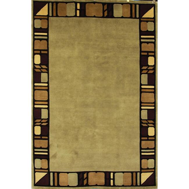 Hand-knotted Semi-worsted Green New Zealand Wool Rug (8' x 10') - 8' x 10'/Surplus