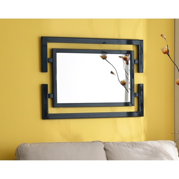 Quadrate 41x29 Glossy Black Beveled Wall Mirror